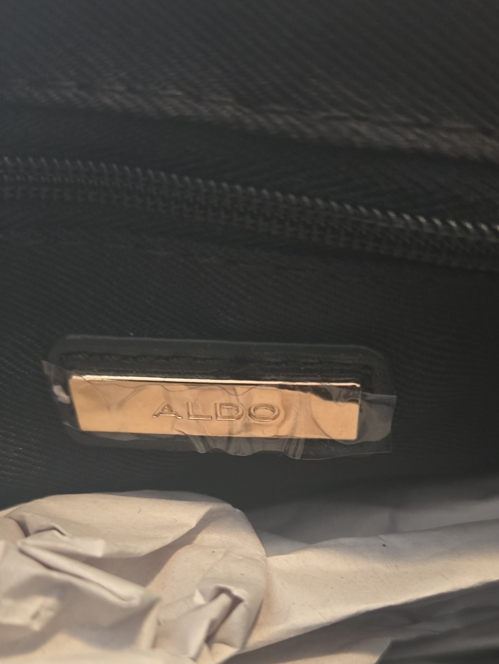 Aldo | Chain Strap Studded Herringbone Bag - Black & White W/ Gold Accents - Picture 2 of 11